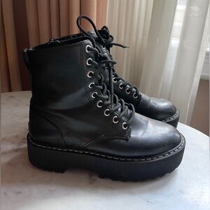 Size 6 (EU 37) Divided H&M Black Leather Platform Boots